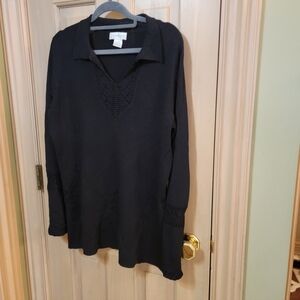 Misses Sz L Worthington Black Knit Sweater Detailed